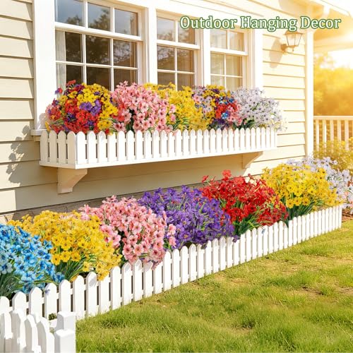 24 Bundles of UV Resistant Artificial Flowers - Realistic Silk Decor