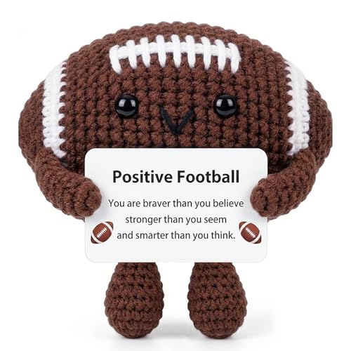 Handmade Crochet Football Plush - Emotional Support Gift with Motivational Card