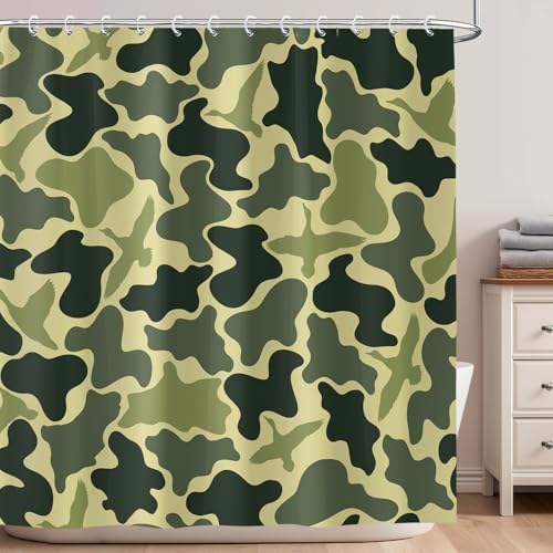 Duck Camo Shower Curtain Set - 60x72 inches with Hooks