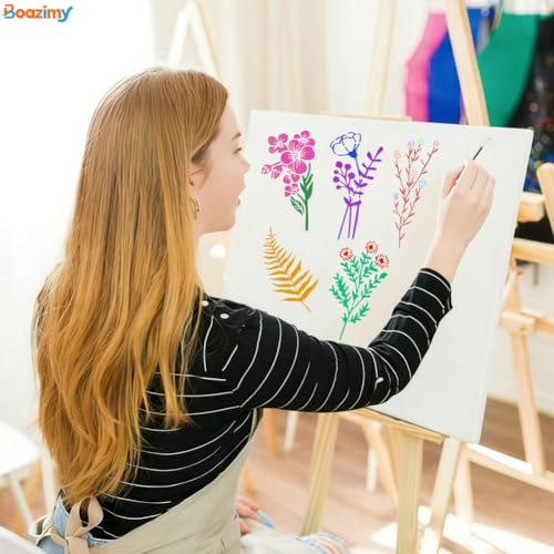 24-Piece Floral & Leaf Stencil Set - Reusable 2.9x5.9 Inch Templates for DIY Crafts