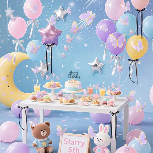 17PCS Butterfly Cake Toppers with Bows for Birthday Parties