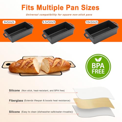 4-Pack Silicone Bread Sling & Loaf Pan Liner - Nonstick & Reusable