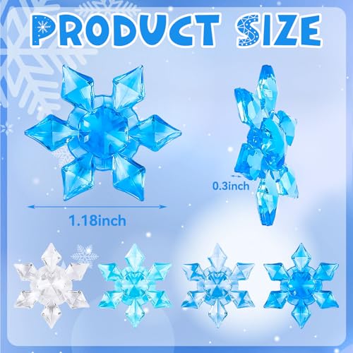 120Pcs Blue White Acrylic Snowflake Ornaments for Winter Decor
