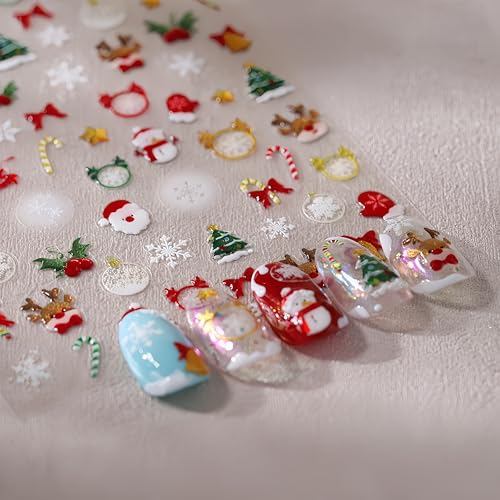 Christmas Nail Art Stickers - 5D Jelly Relief Elk & Snowflake Decals