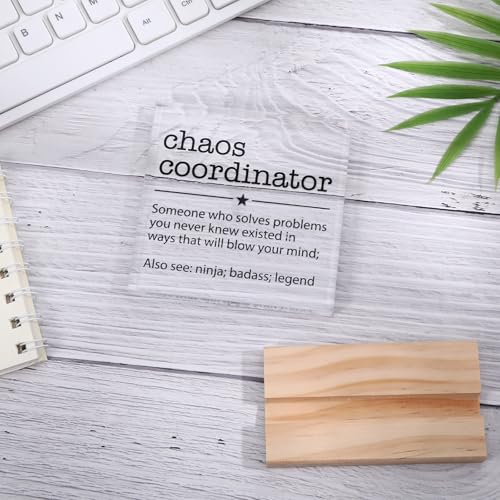 Chaos Coordinator Acrylic Desk Sign with Wooden Stand - Gift for Coworkers & Managers