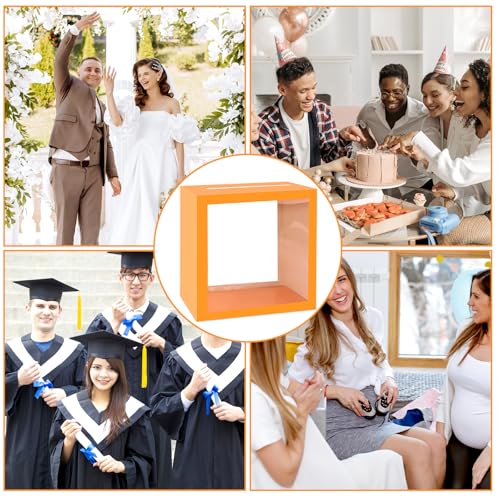 Orange Card Box with Clear Window for Weddings & Events - 9x9x5in