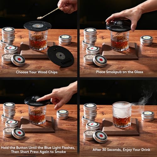 SUNCHARM Electric Cocktail Smoker Kit with 6 Wood Chip Flavors & USB Charger