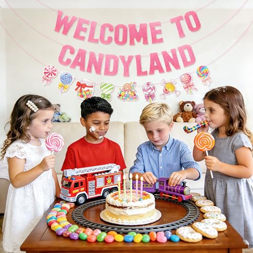 Candyland Birthday Party Banner - Pre-strung Colorful Garland