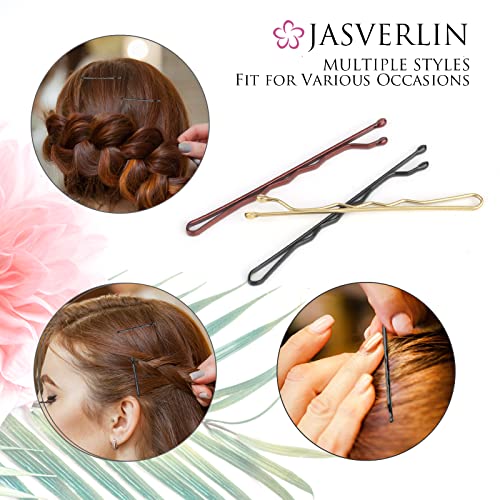 JASVERLIN Large Black Bobby Pins 2.4 Inch 100 Pcs Long Hair Pins