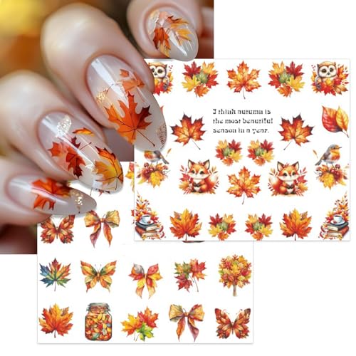 IDDFEVE Thanksgiving Nail Decals Water Transfer Turkey Leaf 12 Sheets