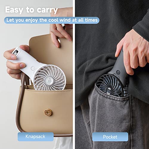 QQT Pink Rechargeable Handheld Fan - 4-Speed Portable Design