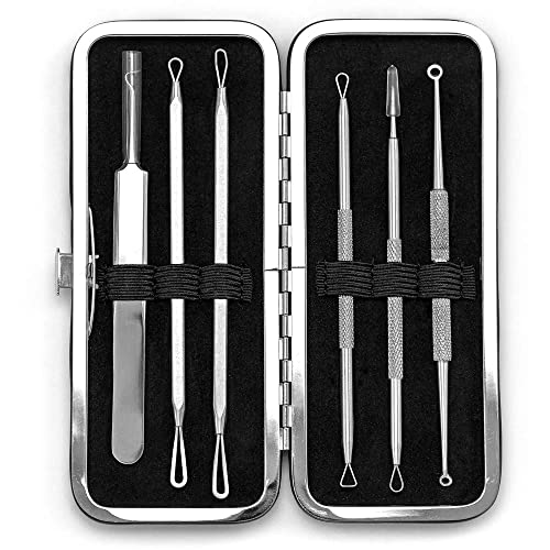 Petunia Skincare 6-Piece Pimple Popper and Blackhead Extractor Kit with Travel Case