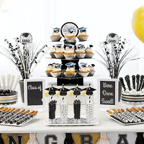60 PCS Edible Graduation Cap Cupcake Toppers for Class of 2026