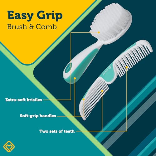 Safety 1st Easy Grip Baby Hair Brush and Comb Set with Soft Bristles
