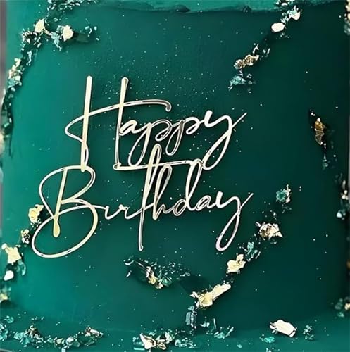 Elegant Gold Acrylic Happy Birthday Cake Topper for Any Celebration