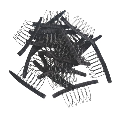 FeiHong 24 Pcs Wig Combs 7-Teeth Black Stainless Steel Hair Clips