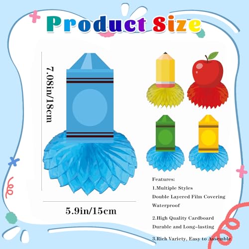 Back-to-School Honeycomb Centerpieces - 12 Pack Classroom Decorations