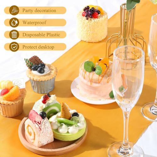 6 Pack Disposable Plastic Table Runners 84 Inch Gold & White - Party Decor