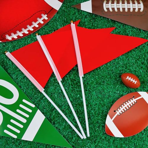 25 Pack Red Pennant Flags - Mini Handheld Flags for Parties & Events
