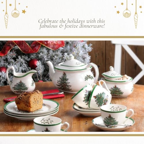 Spode Christmas Tree Sugar and Creamer Set - Holiday Tableware, Dishwasher Safe
