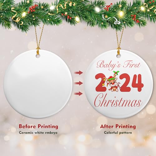 2024 Baby's First Christmas Ornament - Handmade Ceramic Keepsake