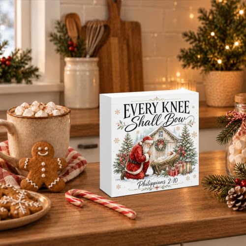 Every Nativity Christmas Decor - Christian Santa Holiday Wooden Sign