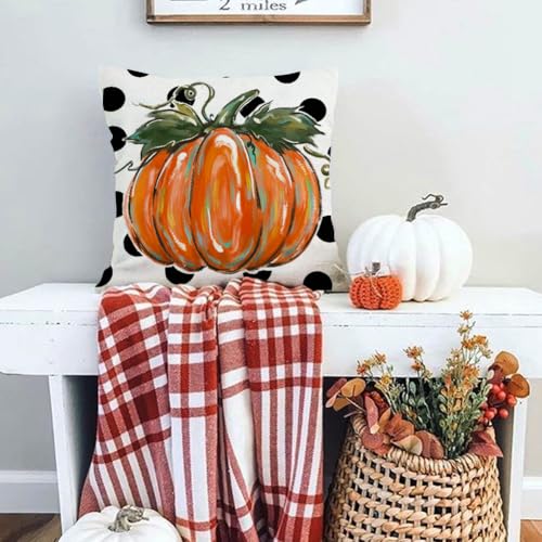 RABUSOFA Fall Pumpkin Pillow Covers 18x18 Autumn Orange Decor