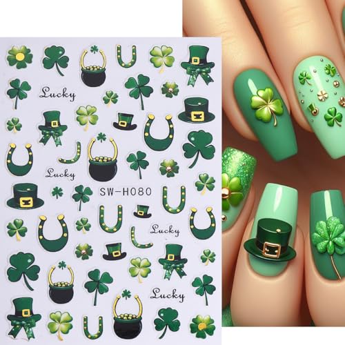 St. Patrick's Day 3D Self-Adhesive Nail Art Stickers Decals 6Pcs