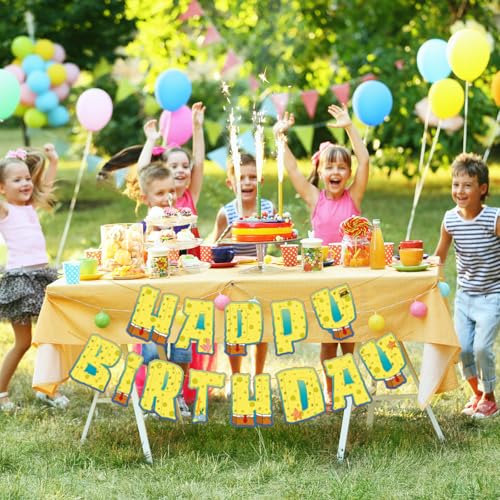 Cartoon Yellow Happy Birthday Banner - Fun Party Decoration