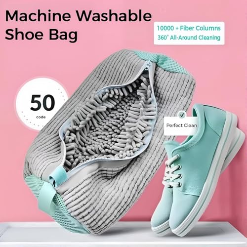 Shoe Washing Machine Bag - Grey Mesh Laundry Bag for Sneakers