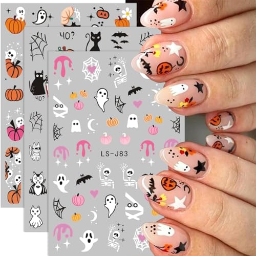 Namrec 9 Sheets Halloween Nail Stickers 3D Self-Adhesive Decals