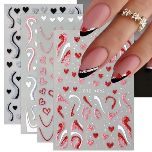Valentine's Day Heart Nail Art Stickers 10 Sheets Self-Adhesive Decals