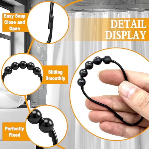 Cerpourt 12 Pcs Rustproof Metal Shower Curtain Hooks - Black