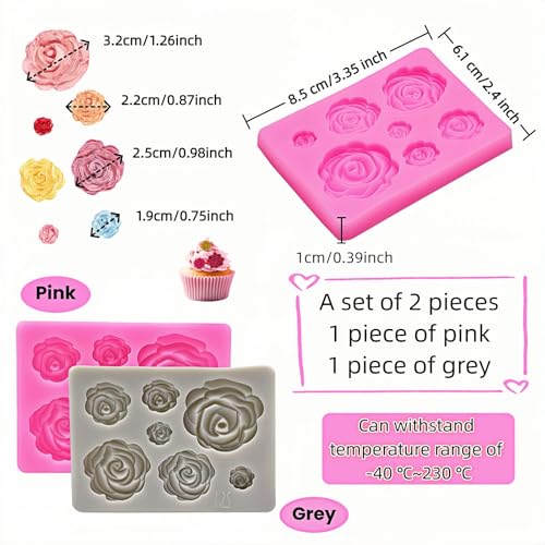 7-Cavity Silicone Rose Mold for Baking & Crafts - Non-Stick, Food Grade