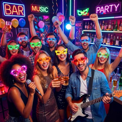 72 Pack Kids LED Glow Glasses with 6 Shapes & Batteries for Party Halloween Christmas