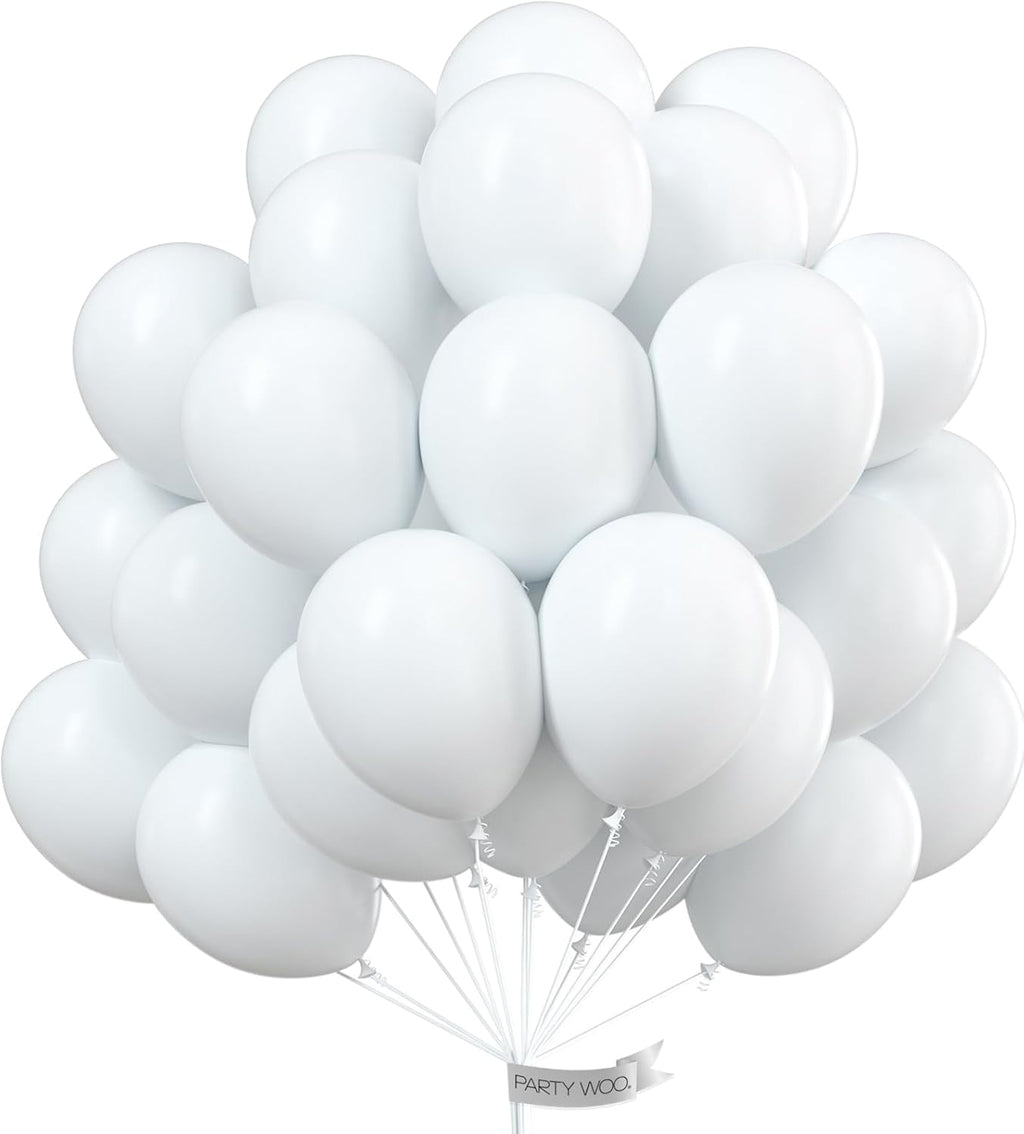 PartyWoo Metallic Gold & White Balloons - 100 Pack for Stunning Celebrations