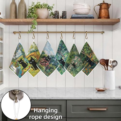 AiHeart 6-Pack Reusable Microfiber Kitchen Dish Cloths with Hanging Loop