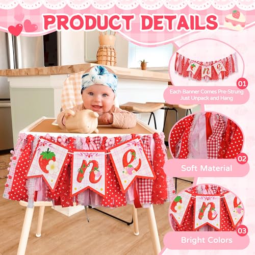 Strawberry 1st Birthday High Chair Banner - Sweet One Decor