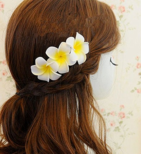 10 Pcs 5CM Artificial Plumeria Flower Hair Clips Beach Accessories