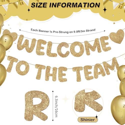 Fulmoon Champagne Gold Welcome to The Team Banner – Prestrung Party Decoration