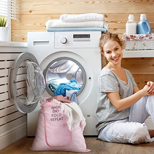 Boao Travel Laundry Bag Set - 2 Pcs with Zipper Drawstring (Classic, Pink/Gray)