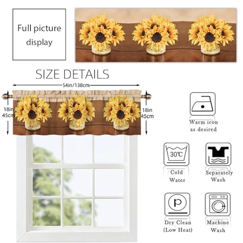 Vintage Floral Rod Pocket Valance Curtain 54x18in for Living Room