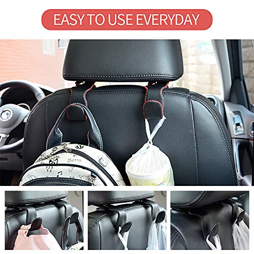 2 Pack Car Headrest Hooks - Durable Microfiber Leather & Alloy, 45lb Capacity