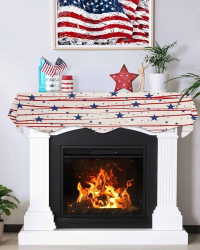 4th of July Fireplace Scarf 90x17 Inch - Patriotic Stars & Stripes
