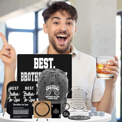 Brother-in-Law Gifts Set with Whiskey Glass & Accessories - Christmas & Father's Day