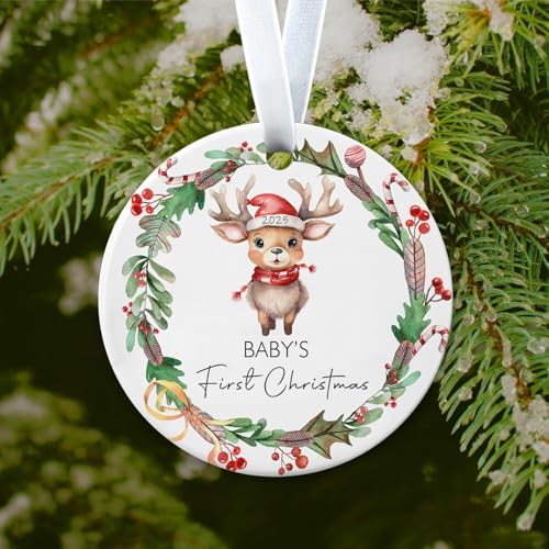 Baby's First Christmas Ornament 2025 - 3 Inch Ceramic Keepsake