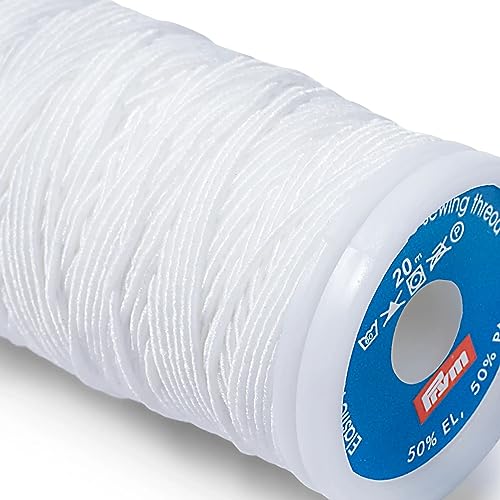 Prym Elastic Sewing Thread - White, 22 Yards (20 M) for Knitting & Sewing