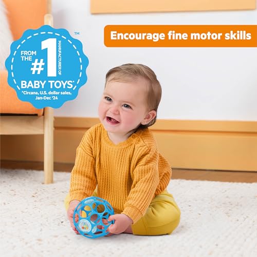 Bright Starts Oball Easy-Grasp Rattle Toy - Blue, 4-Inch Infant Toy