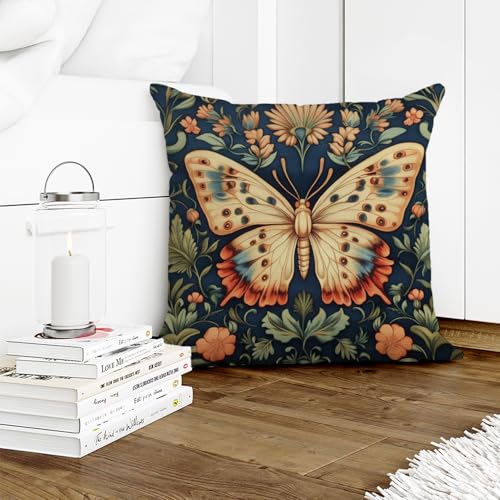 YOU FOUND ME Butterfly Floral Throw Pillow Cover Vintage Farmhouse Cushion 18x18