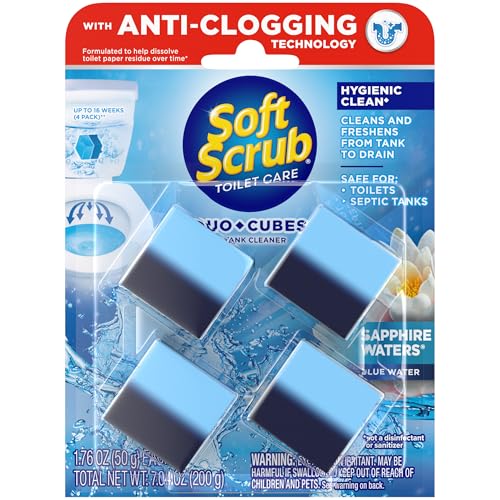 Soft Scrub In-Tank Toilet Cleaner Duo-Cubes Sapphire Waters 4 Count